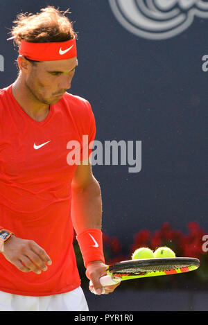 August 12, 2018 - Toronto, Ontario, Kanada: Rafael Nadal aus Spanien spielt gegen Stefanos Tsitsipas Griechenlands während des Finales an Tag 7 Der championshi Stockfoto