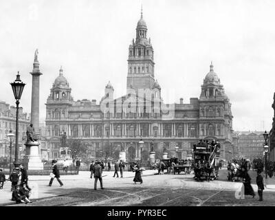 George Square, Glasgow Anfang der 1900er Jahre Stockfoto