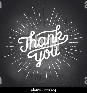 Danke, Hand schrift Danke mit Sunburst Stock Vektor
