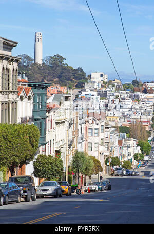 Blick auf San Francisco von Russian Hill District genommen Stockfoto