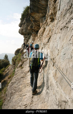 Klettersteig. Centelles. Catalunya. Spanien Stockfoto