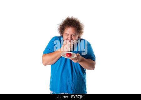 Funny Fat Man mit Luftballons. Alles Gute zum Geburtstag. Freude und Spaß Stockfoto