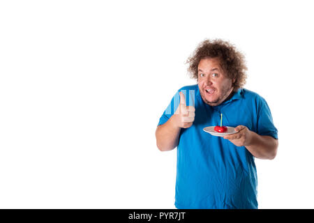 Funny Fat Man mit Luftballons. Alles Gute zum Geburtstag. Freude und Spaß Stockfoto