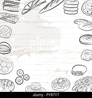 Hand Brot Symbole auf dem vintage Hintergrund dargestellt. Vektor essen Abbildung. Stock Vektor