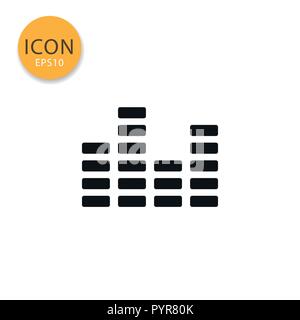 Equalizer Symbol Musik Flat Style in Schwarz Vector Illustration auf weißem Hintergrund. Stock Vektor