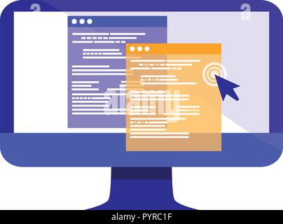 Computer mit Webseiten Vorlagen Vektor illustration Design Stock Vektor