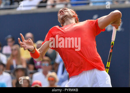 August 12, 2018 - Toronto, Ontario, Kanada: Rafael Nadal aus Spanien spielt gegen Stefanos Tsitsipas Griechenlands während des Finales an Tag 7 Der championshi Stockfoto