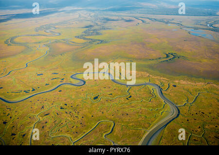 Antenne Tlikakita River, Lake Clark National Park, Katmai Alaska, USA. Stockfoto