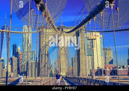 Brooklyn Bridge Weitwinkel Stockfoto