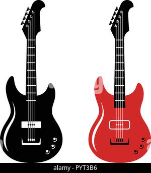 E-Gitarren. Gitarre Silhouetten. Vector Illustration Stock Vektor