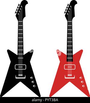 E-Gitarren. Gitarre Silhouetten. Vector Illustration Stock Vektor