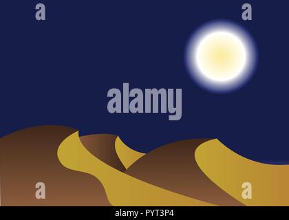 Wüste Landschaft in der Nacht Vektor-illustration EPS 10. Stock Vektor