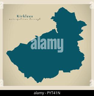 Moderne Stadtplan - Kirklees Metropolitan Borough von England Großbritannien Stock Vektor