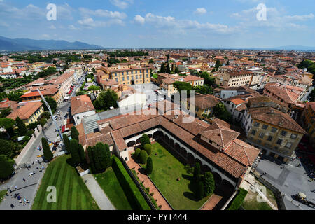 Blick auf Pisa von der Oberseite der Pisa Tower. Stockfoto