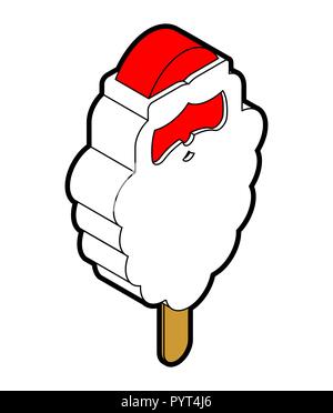 Santa Gesicht Eis auf Stick. Kalte Süße Weihnachten Dessert. cartoon Vektor Xmas Stock Vektor
