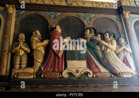 Die Morgan Familie Denkmal, St. Peter und St. Paul's Kirche, Nether Heyford, Northamptonshire, England, Großbritannien Stockfoto