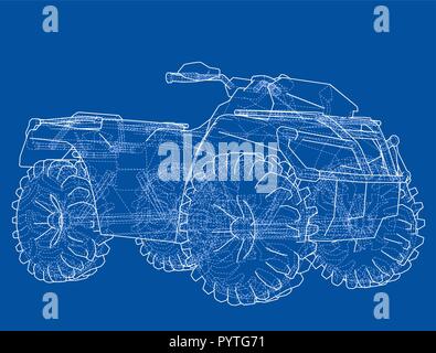 ATV Quad Konzept umreißen. Vektor Stock Vektor