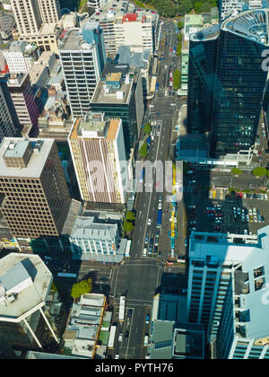 Luftaufnahme über Auckland downtown Street im Stadtzentrum, Neuseeland Stockfoto