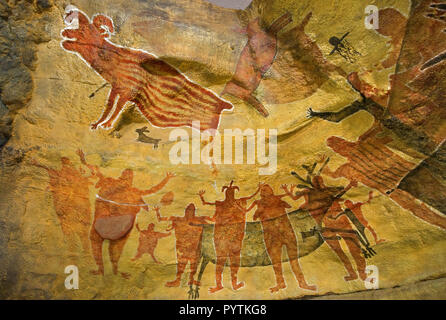 Höhlenmalereien Repliken im Museo San Ignacio, Baja California Sur, Mexiko Stockfoto