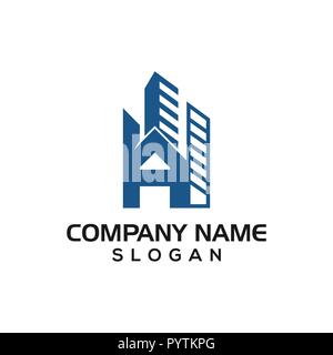 Ein Bau, der eine mit gebäudekonzept als Logo icon Vorlage für Baugewerbe etc. Stockfoto