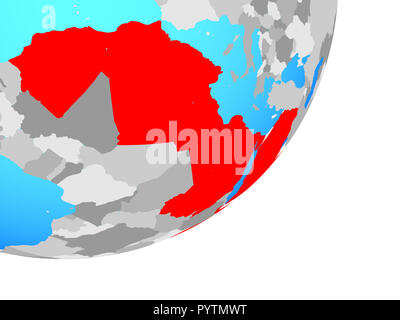 Arabische Liga auf Blau politische Welt. 3D-Darstellung. Stockfoto