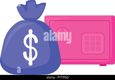 Geld beutel und starke Feld mit weißem Hintergrund, Vector Illustration Stock Vektor