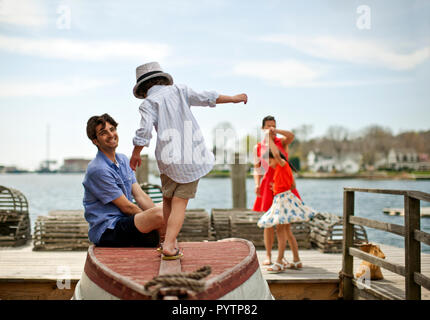 Familie Spaß an der Wharf. Stockfoto
