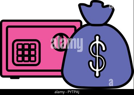 Geld beutel und starke Feld mit weißem Hintergrund, Vector Illustration Stock Vektor