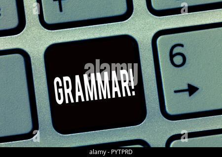 Text Zeichen, Grammatik. Konzeptionelle Foto ganze System und die Struktur der Sprache und der Sprachen im Allgemeinen. Stockfoto