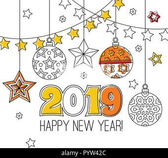 Herzlichen Glückwunsch Karte Frohes Neues Jahr 2018. Kranz aus Weihnachten festliche Elemente. Stock Vektor