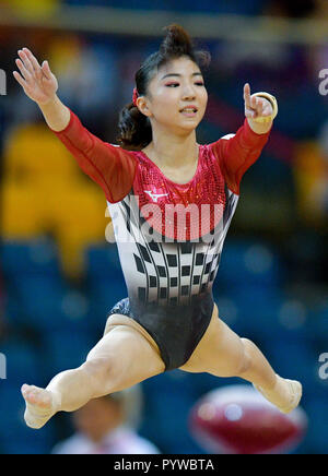 Doha, Katar. 30 Okt, 2018. Asuka Teramoto von Japan führt auf dem Boden Übung während Team Finale bei den 2018 Abb. Gymnastics World Championships in Doha, der Hauptstadt von Katar, Okt. 30, 2018 bei den Frauen. Credit: Nikku/Xinhua/Alamy leben Nachrichten Stockfoto