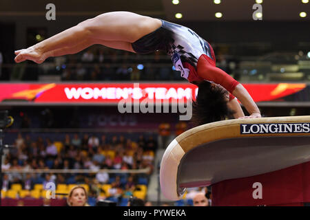 Doha, Katar. 30 Okt, 2018. Mai Murakami (JPN), 30. Oktober 2018 - Turnen: Die 2018 Gymnastics World Championships, Team Women's Final Vault an Aspire Dome in Doha, Katar. Credit: MATSUO. K/LBA SPORT/Alamy leben Nachrichten Stockfoto