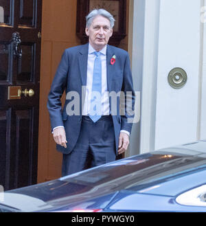 London, Großbritannien. 31 Okt, 2018. London, 31. Oktober 2018, Philip Hammond MP PC, Schatzkanzler, Blätter 11 Downing Street, London Quelle: Ian Davidson/Alamy leben Nachrichten Stockfoto