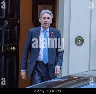 London, Großbritannien. 31 Okt, 2018. London, 31. Oktober 2018, Philip Hammond MP PC, Schatzkanzler, Blätter 11 Downing Street, London Quelle: Ian Davidson/Alamy leben Nachrichten Stockfoto