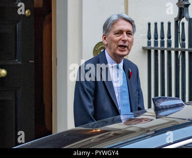 London, Großbritannien. 31 Okt, 2018. London, 31. Oktober 2018, Philip Hammond MP PC, Schatzkanzler, Blätter 11 Downing Street, London Quelle: Ian Davidson/Alamy leben Nachrichten Stockfoto