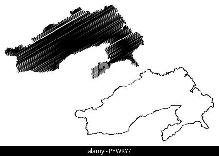 Arunachal Pradesh (Mitgliedstaaten und Union gebieten von Indien, Föderierte Staaten, Republik Indien) Karte Vektor-illustration, kritzeln Skizze Arunachal Prad Stock Vektor