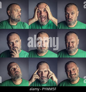 Satz Studio Aufnahmen, Mann anderen Ausdruck Stockfoto