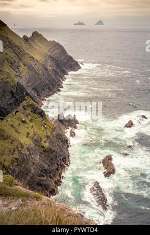 Blick auf die Klippen, Kerry Portmagee, Ring of Kerry, Irland, Europa Stockfoto