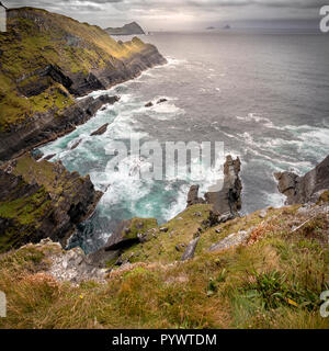 Blick auf die Klippen, Kerry Portmagee, Ring of Kerry, Irland, Europa Stockfoto