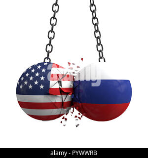 Beziehung Konflikt zwischen den USA und Russland. Handelsabkommen Konzept. 3D-Rendering Stockfoto