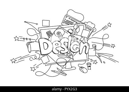 Design Phrase. Vektor handgezeichnete Abbildung auf weißem Hintergrund Stock Vektor