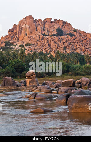 Rocky Mountain in Hampi, Bouldern Hauptstadt von Indien. Stockfoto