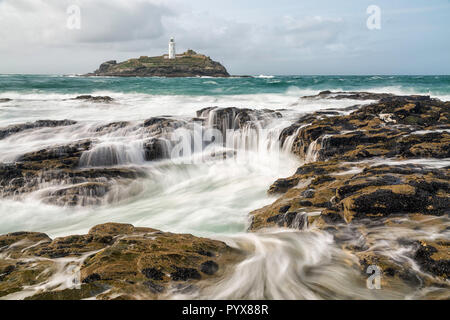Godrevy Leuchtturm, Cornwall, England, Großbritannien Stockfoto