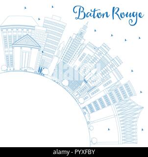 Umrisse Baton-Rouge Louisiana Skyline der Stadt mit blauen Gebäude und Kopieren. Vector Illustration. Reise und Tourismus Konzept Stock Vektor