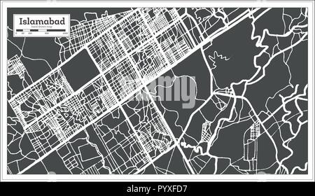 Islamabad in Pakistan Stadtplan im Retro-stil. Übersichtskarte. Vector Illustration. Stock Vektor