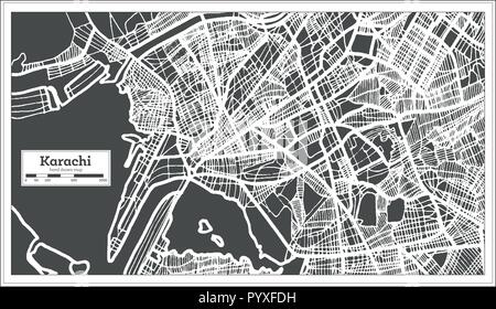 Karachi Pakistan Stadtplan im Retro-stil. Übersichtskarte. Vector Illustration. Stock Vektor