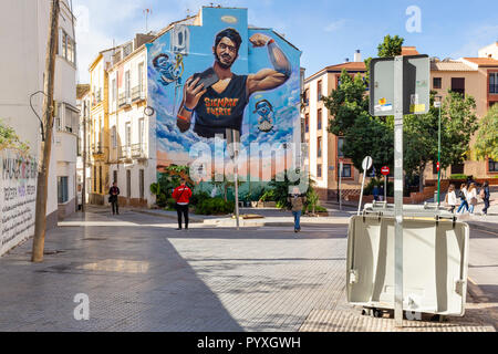 Street Art Graffiti in armen Gebiet von Malaga Spanien Stockfoto