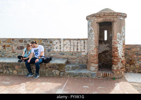 Die befestigungsanlage Castillo de Gibralfaro in Malaga, Spanien Stockfoto