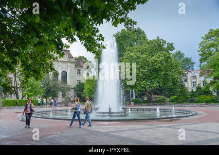 Brunnen, Rathaus, Stefan Stambolov Platz, Plovdiv, Bulgarien, Springbrunnen, Rathaus, Bulgarien Stockfoto