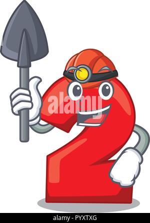 Miner cartoon Kuchen Geburtstag Kerze Nr. 2 Stock Vektor